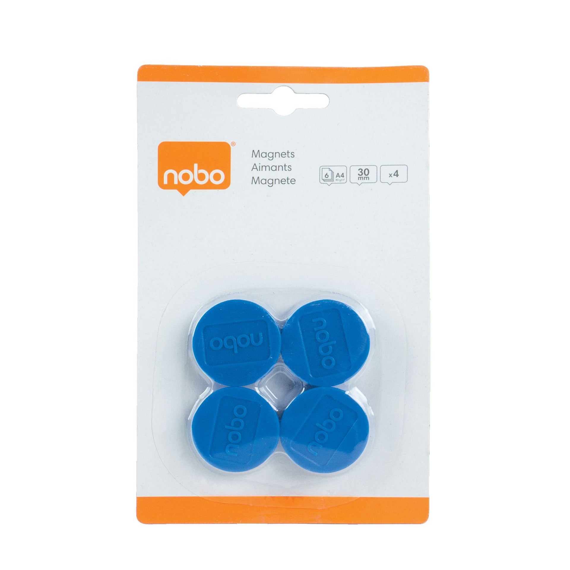 Nobo - Magnet 30mm blue 4 pieces