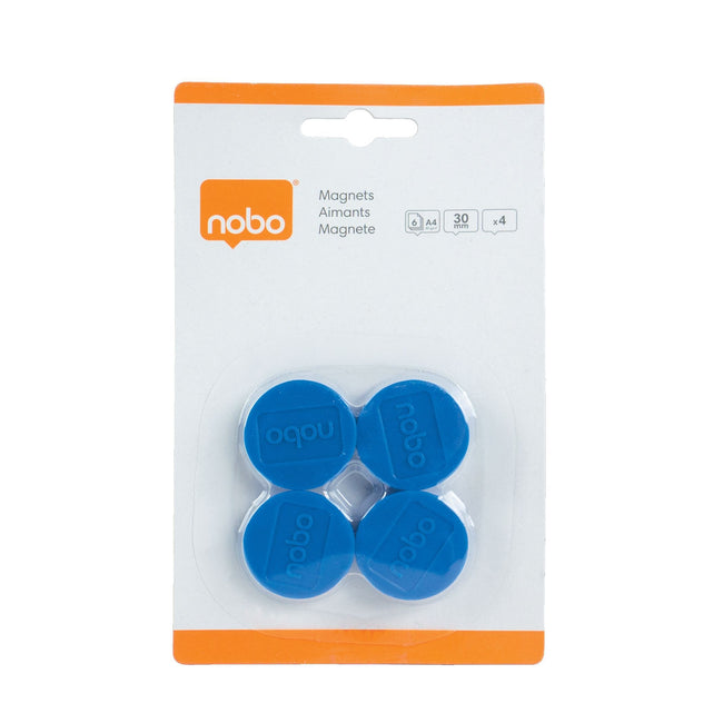 Nobo - Magnet 30mm blue 4 pieces