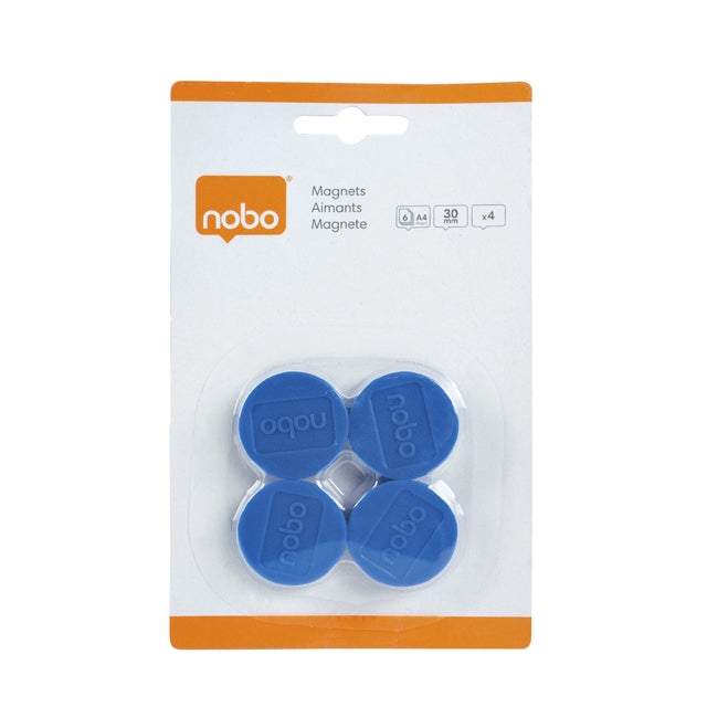 NOBO - MAGNET NOBO 30 mm bleu | Blister un 4 pièces