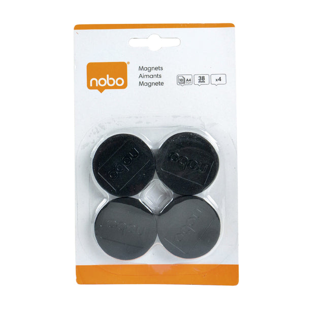 NOBO - MAGNET NOBO 38 mm noir | Blister un 4 pièces | 10 morceaux