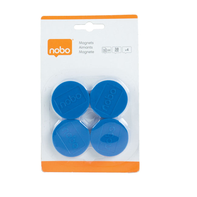 Nobo - Imán 38mm azul 4 piezas