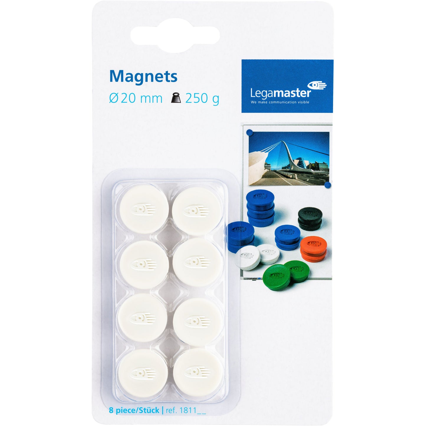 Legamaster - Magnet 20mm 250gr white 8 pieces