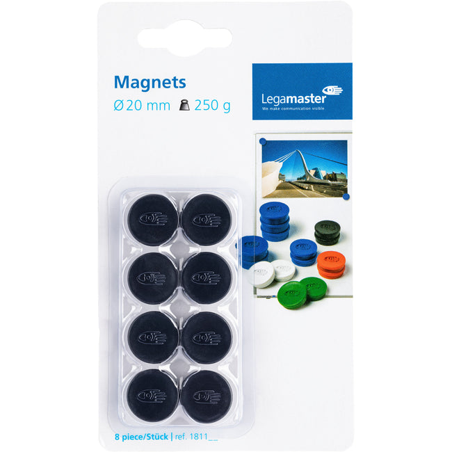 Legamaster - Magnete 20mm 250gr nero 8 pezzi
