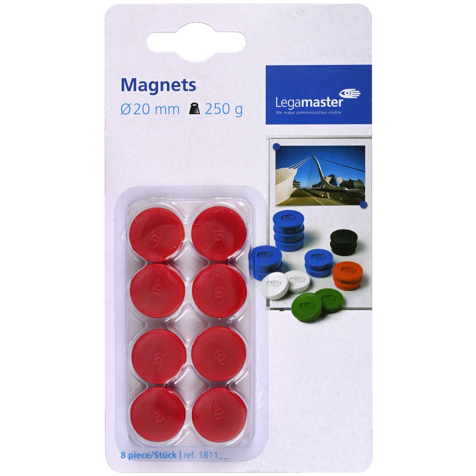 Legamaster - Magnete 20mm 250gr rosso 8 pezzi