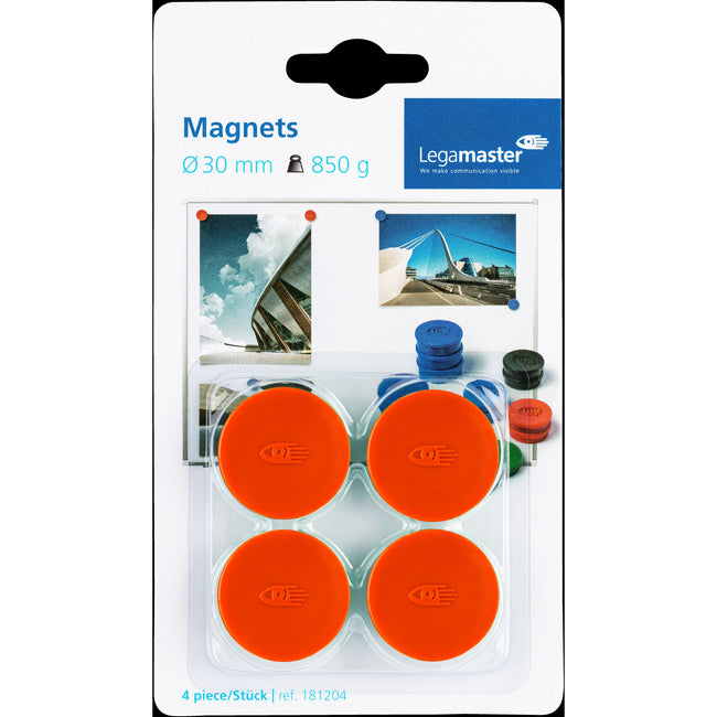 Legamaster - Magnete 30mm 850gr rosso 4 pezzi