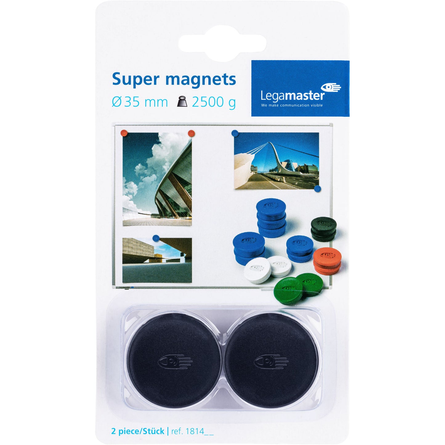 Legamaster -  Magneet  35mm super 2500gr zw 2st