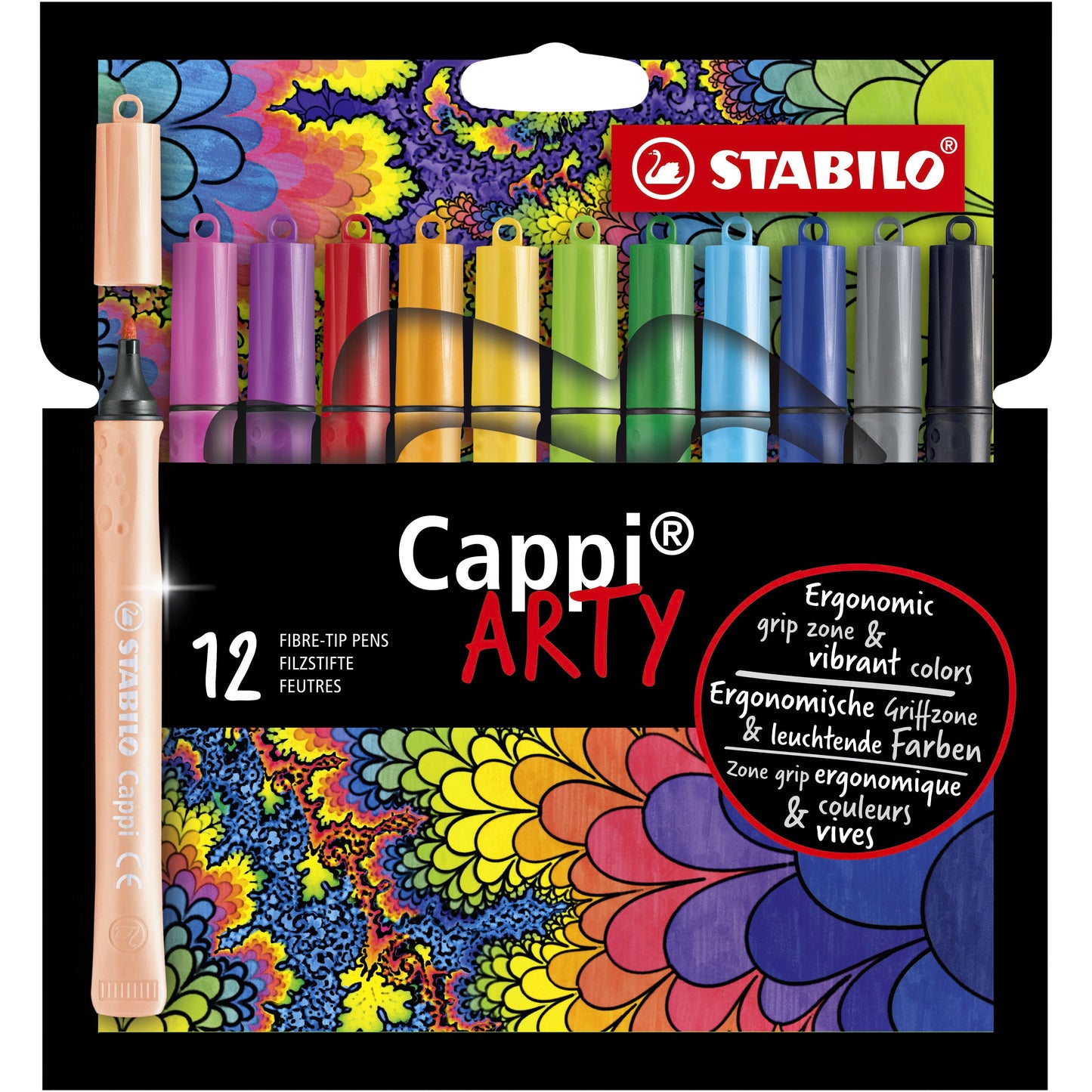 Stabilo - Pennarello Cappi 168/12 Arty astuccio medio assortito da 12 pezzi