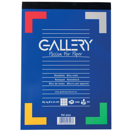 Gallery - blocco note, ft A5, quadretti 5 mm, blocco da 100 fogli