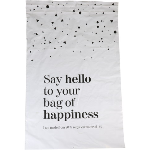 Klika - Zak | Verzendzak | Gerecycled LDPE | 25x35cm | 65my | Bag of Happiness | wit/zwart | 100 stuks