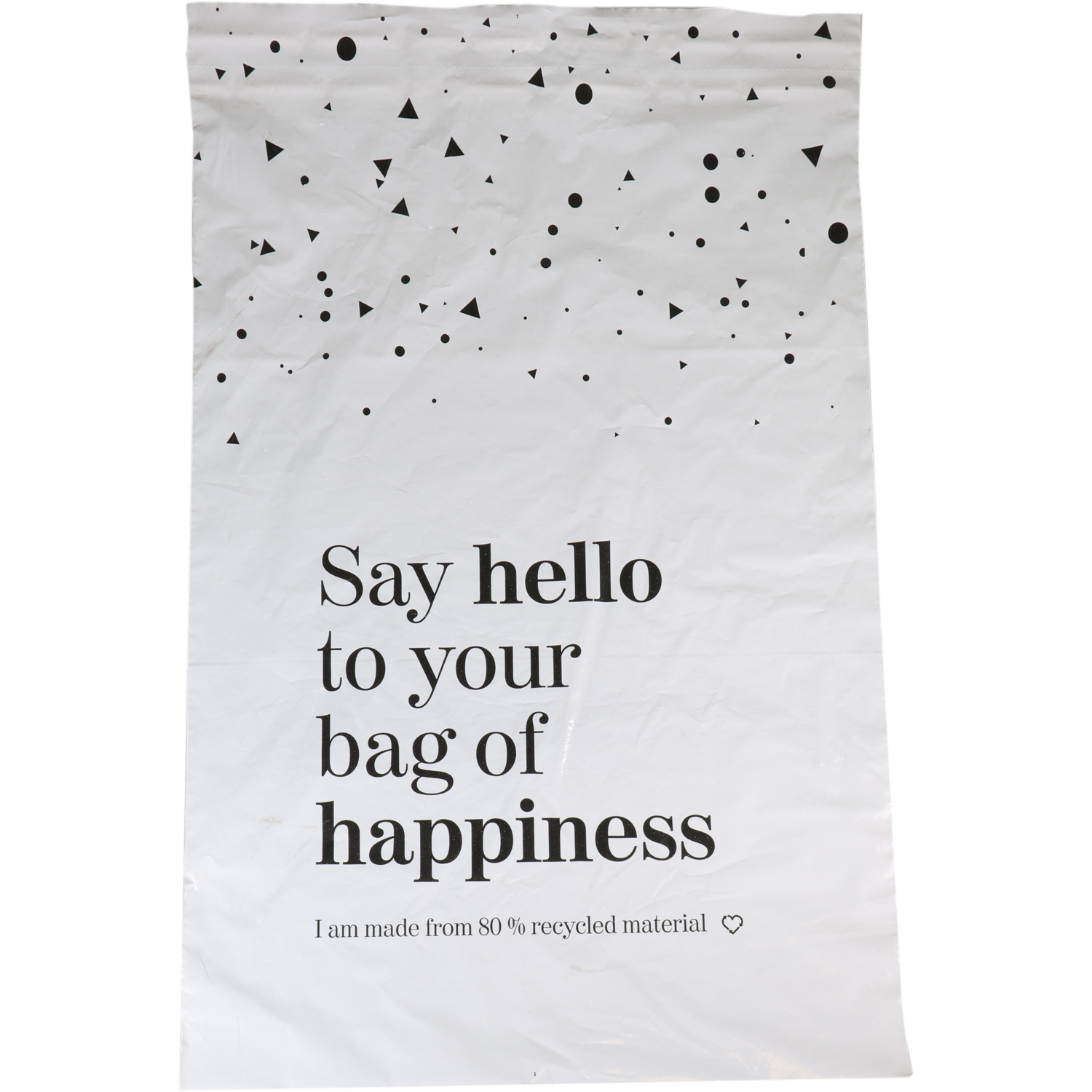 Klika -  Zak | Verzendzak | Gerecycled LDPE | 36x54cm | 65my | Bag of Happiness | wit/zwart | 500 stuks