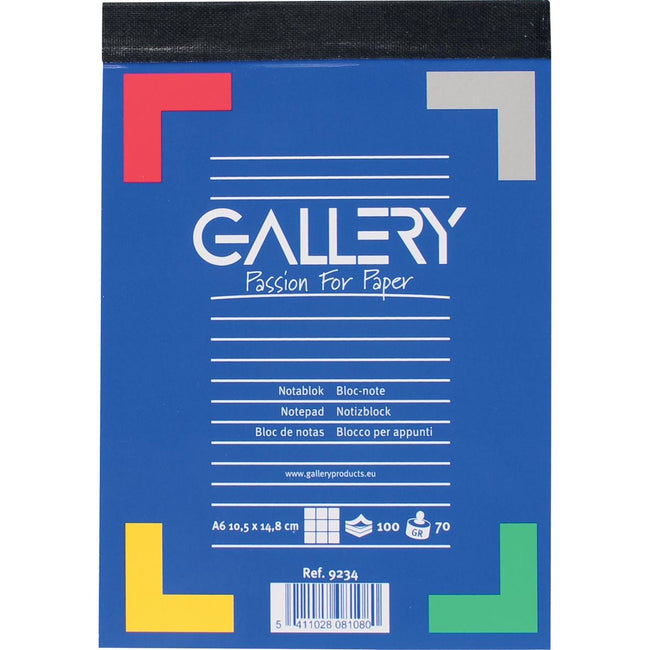 Gallery - Gallery notitieblok, ft A6, geruit 5 mm, blok van 100 vel