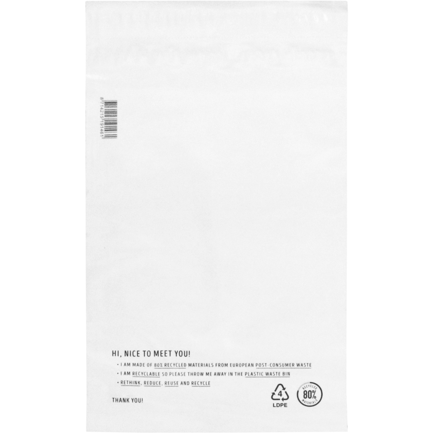 Klika - Bag | Shipping bag | Recycled LDPE | 25x35cm | 65my | white | 500 pieces
