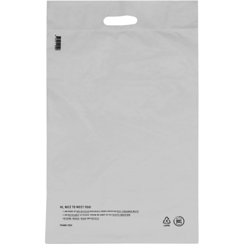 Klika - Zak | Verzendzak met handvat | Gerecycled LDPE | 36x54cm | 65my | wit | 50 stuks