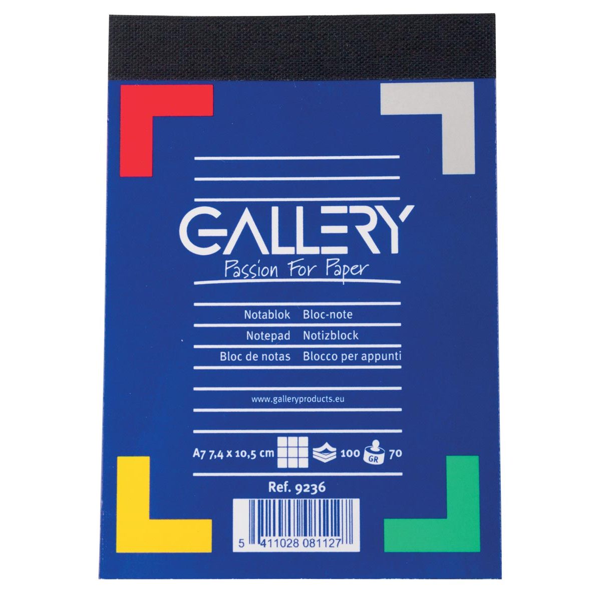 Galerie – Notizblock, ft A7, kariert 5 mm, Block mit 100 Blatt