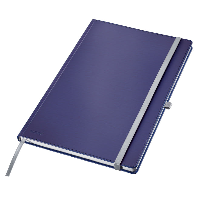 Leitz - Cuaderno de estilo, tamaño A4, tapa dura, rayas, azul