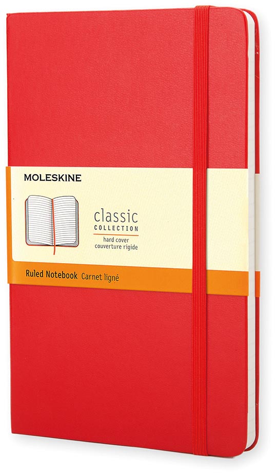 Moleskine - Notebook, ft 13 x 21 cm, doublé, couverture dure, 240 feuilles, rouge