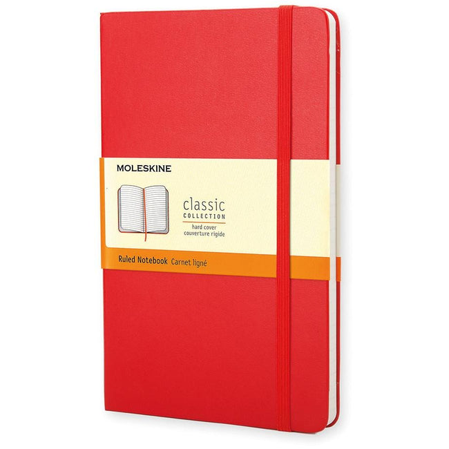 Moleskine -  notitieboek, ft 13 x 21 cm, gelijnd, harde cover, 240 blad, rood