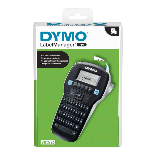 Dymo - Impresora de etiquetas LabelManager 160 portátil azerty 12mm negro
