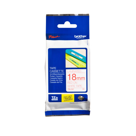 Brother - Etichetta P-touch TZe-242 standard 18 mm rosso su bianco