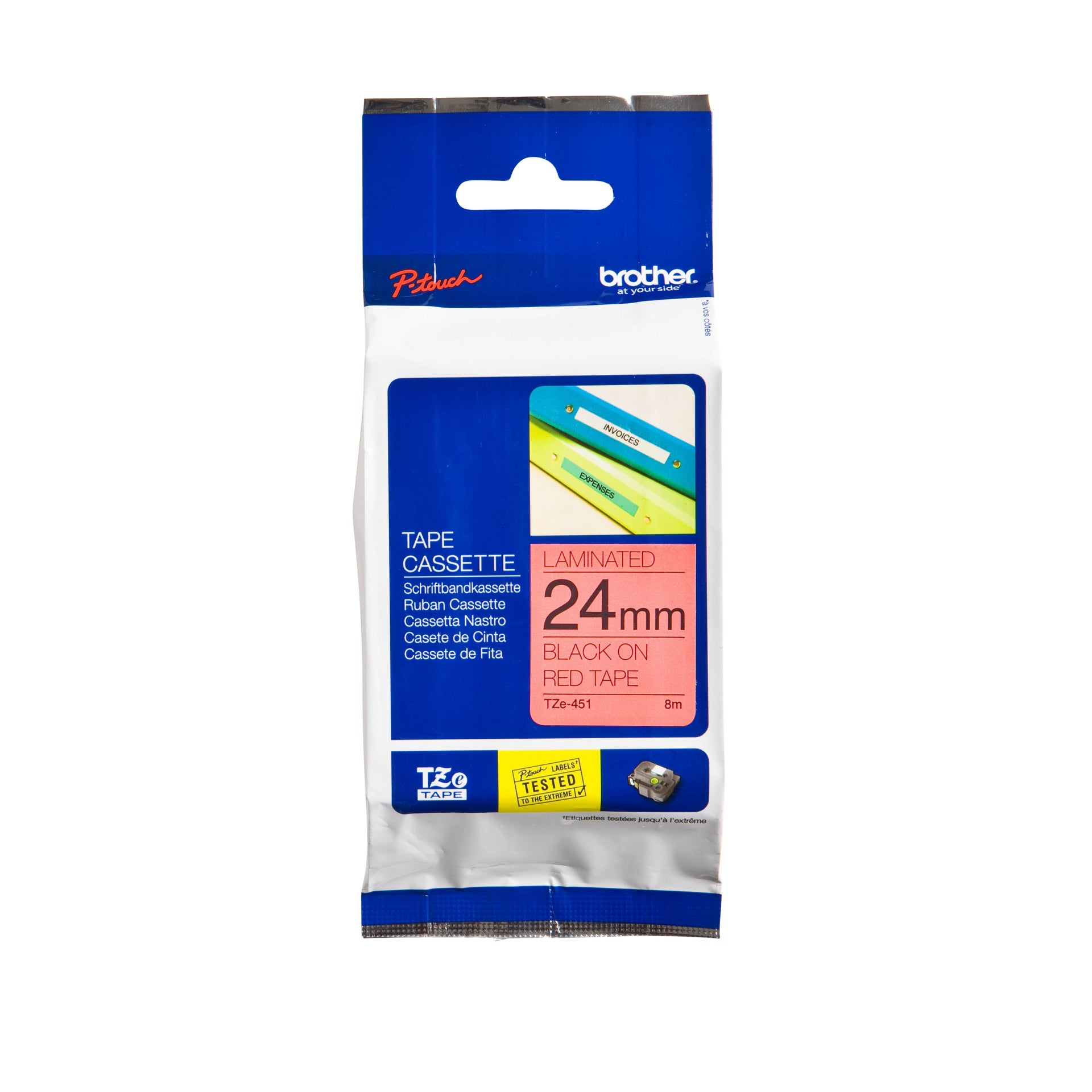 Brother - Labele P-touch TZe-451 standard 24mm black on red