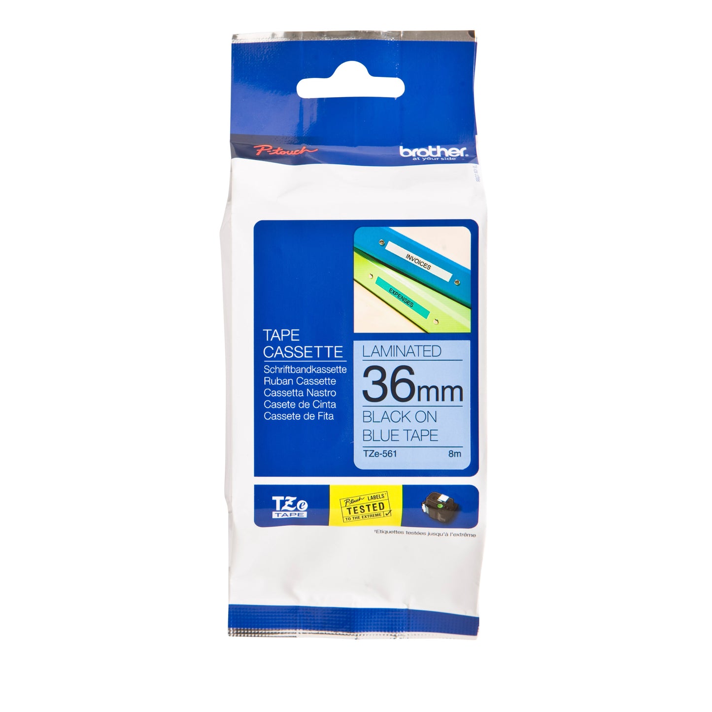 Brother - Labele P-touch TZe-561 standard 36mm nero su blu