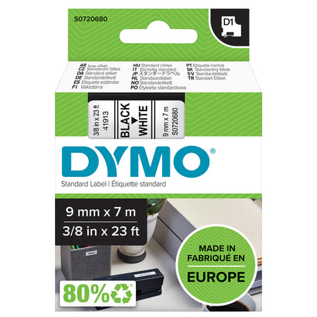 Dymo - Labele LabelManager D1 poliestere 9mm nero su bianco | 5 pezzi