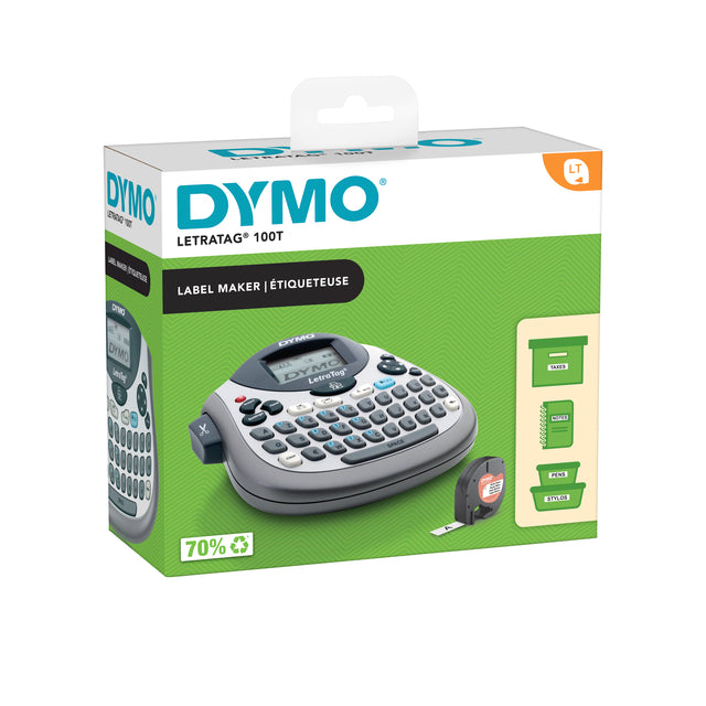 Dymo - beletteringsysteem LetraTag LT-100T, inclusief 1 LT-e, azerty