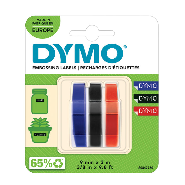 Dymo - Relief Dymo Rhino -Präge Vinyl 9mm 3 Teile | Blasen Sie ein 3 Stück