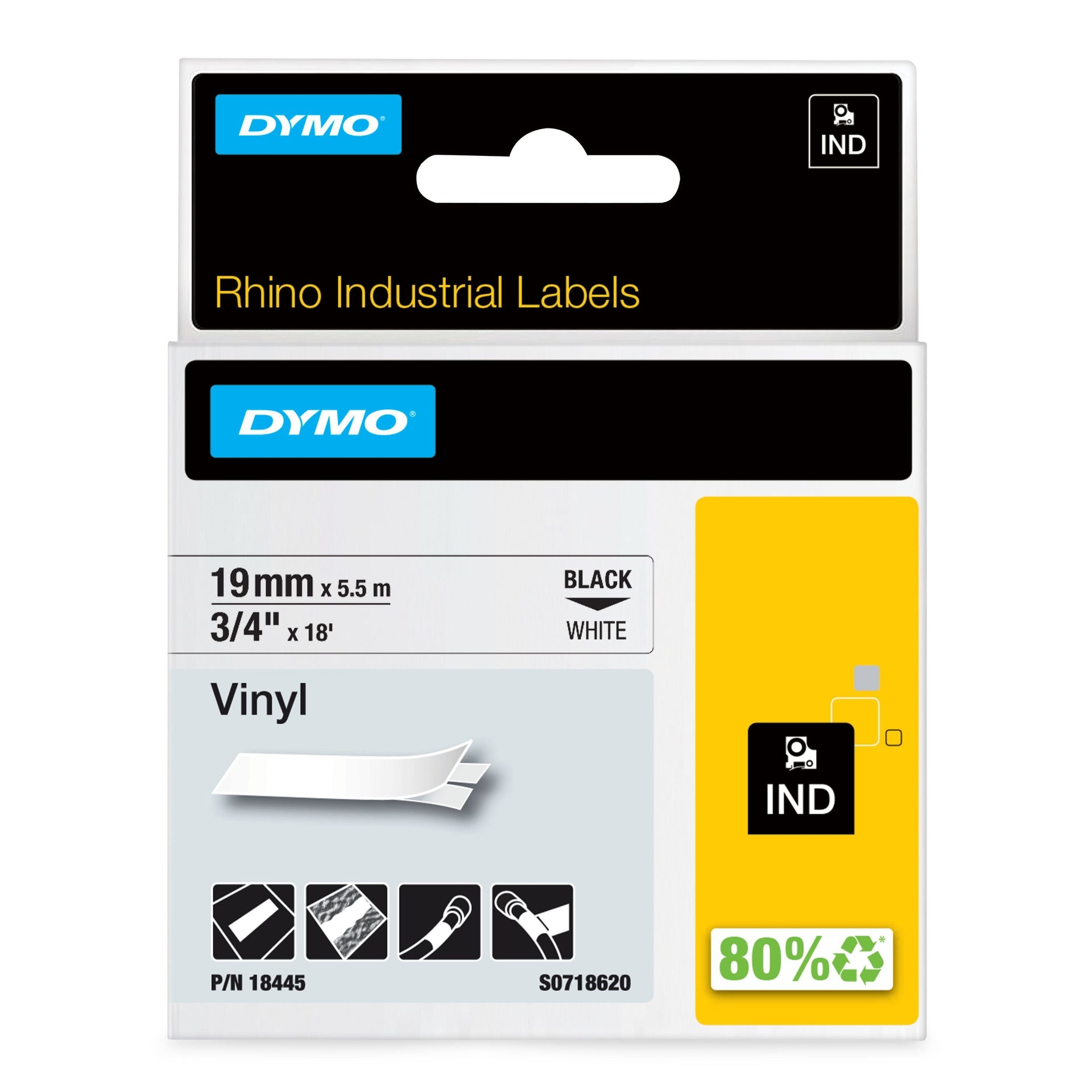 Dymo - Labele rhino industrial vinyl 19mm white