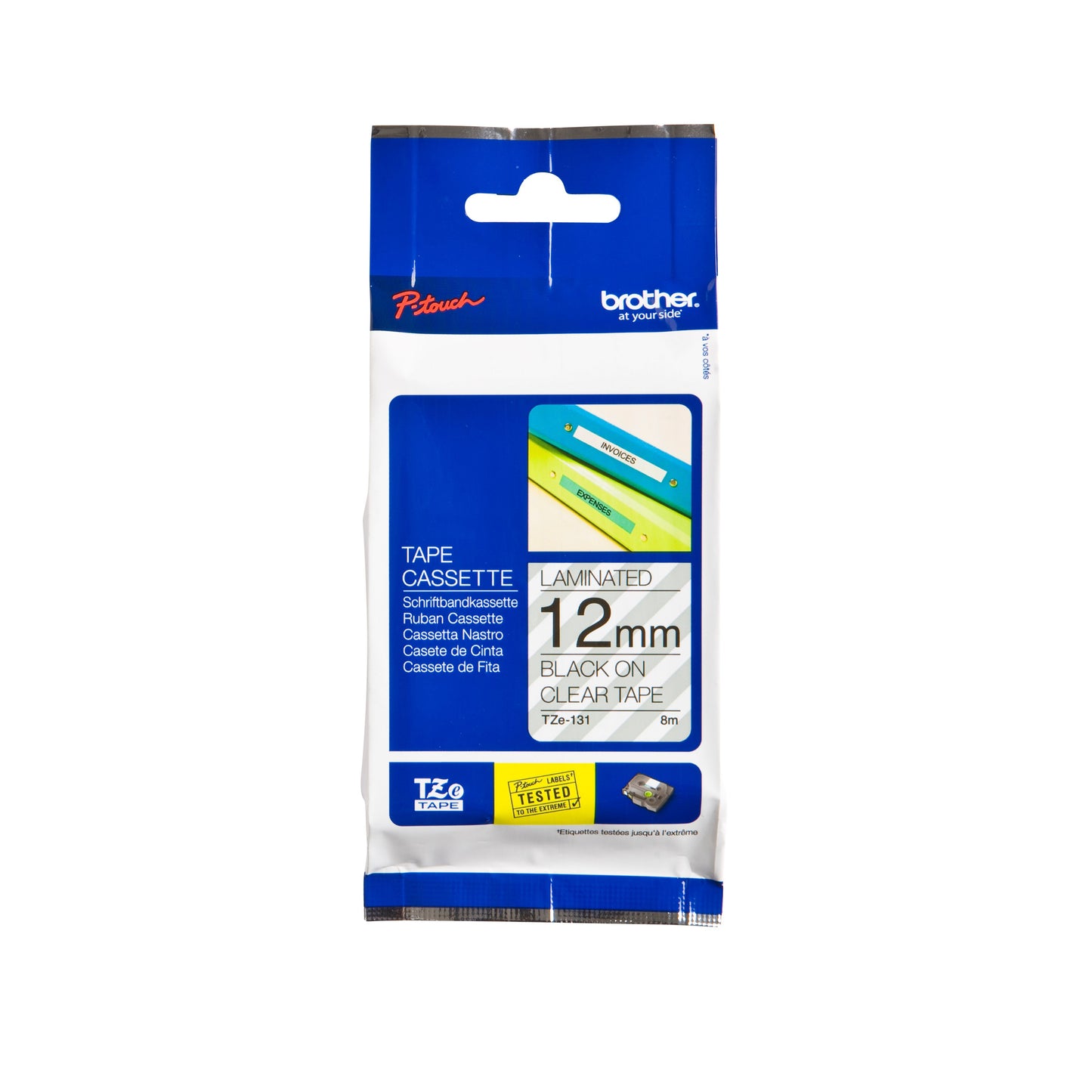 Brother - Etichetta P-touch TZe-131 standard 12 mm nero su trasparente