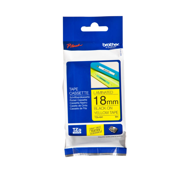 Brother - Labele P-touch TZe-641 Standard 18mm Schwarz auf Gelb | 25 Stück
