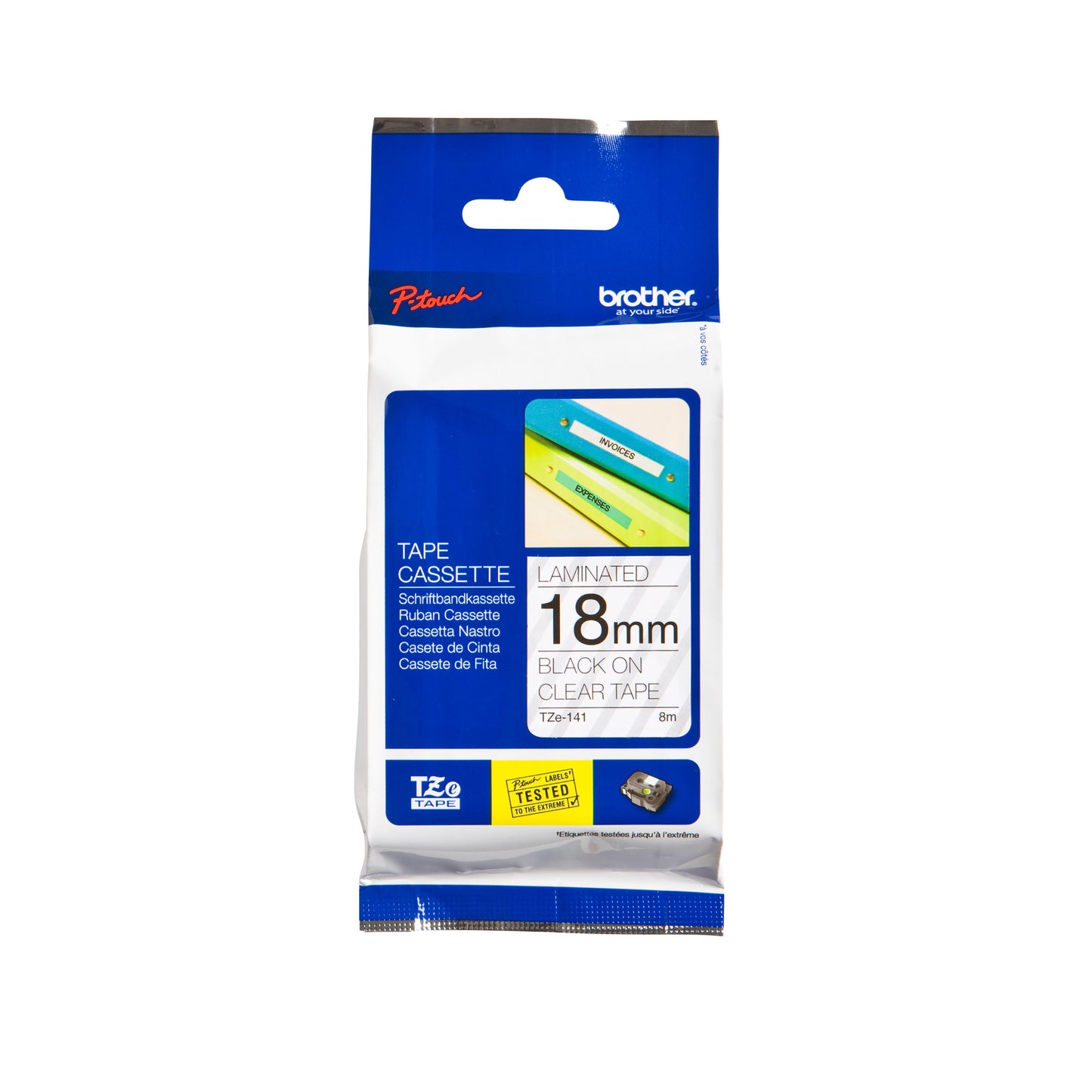 Brother - Etichetta P-touch TZe-141 standard 18 mm nero su trasparente