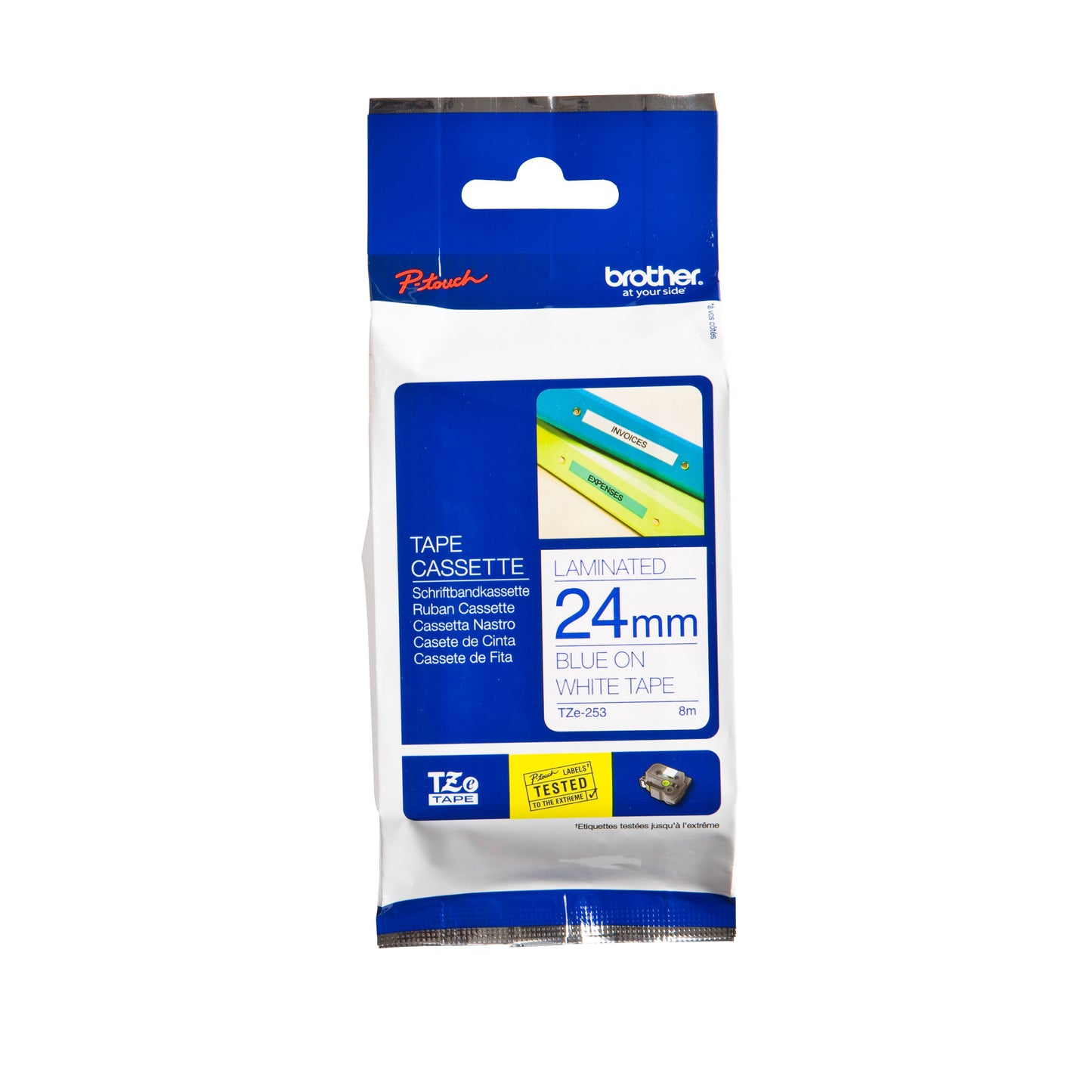 Brother - Labele P-touch TZe-253 standard 24mm blue on white | 25 pieces