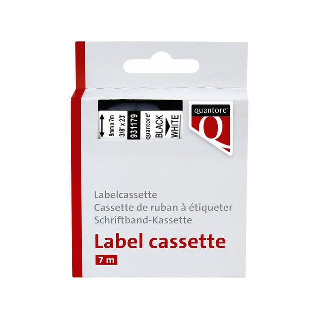 Quantore - Labele 40913 9mmx7m zwart op wit | 336 stuks