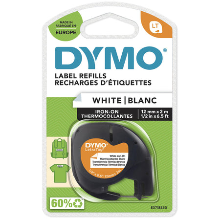 Dymo - Labele LetraTag termoadhesivo 12 mm negro sobre blanco
