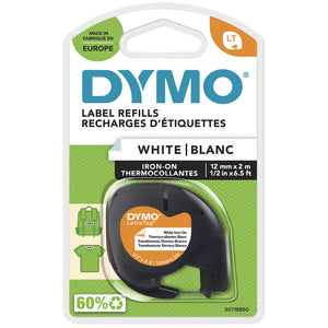 Dymo - Etichetta LetraTag termoadesiva 12mm nero su bianco