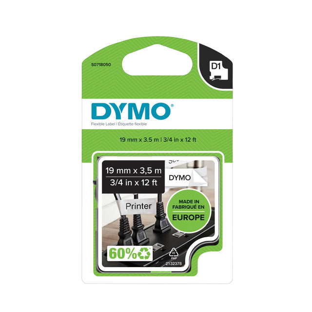 Dymo - Labele LabelManager D1 Nylon 19 mm schwarz auf weiß
