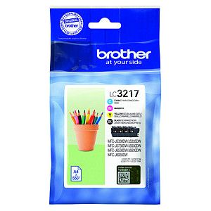 Brother - Inktcartridge brother lc-3217 zwart + 3 kleuren | Doos a 4 stuk