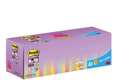 Post-it - Bloc de notas Z-Note R330 Super Sticky 76x76mm colores surtidos 20 + 4 gratis