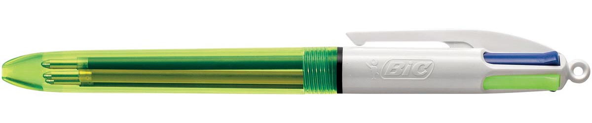 Bic - Penna a sfera 4 colori con giallo fluo