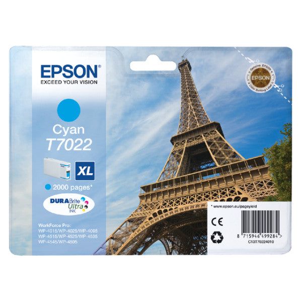 Inkcartridge Epson T7022 Blue HC