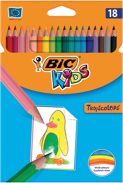 Bic Kids - Matita colorata per bambini Tropicolors, cartone da 18 pezzi