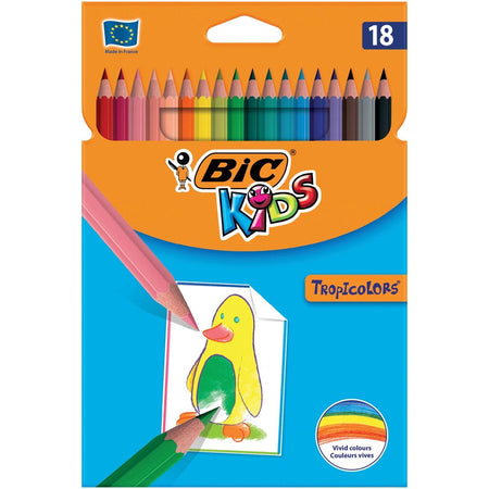 Bic Kids - Matita colorata per bambini Tropicolors, cartone da 18 pezzi