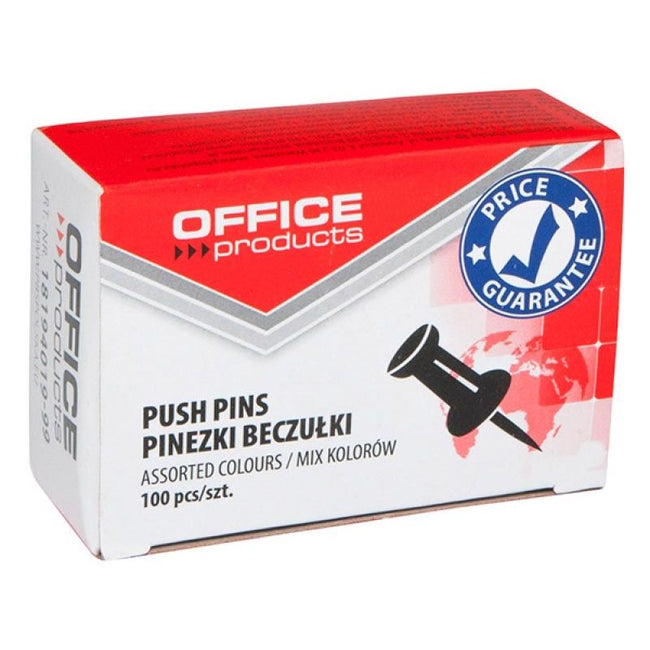 OFFICE products -   prikbordspelden, geassorteerde kleuren, doos van 100 stuks