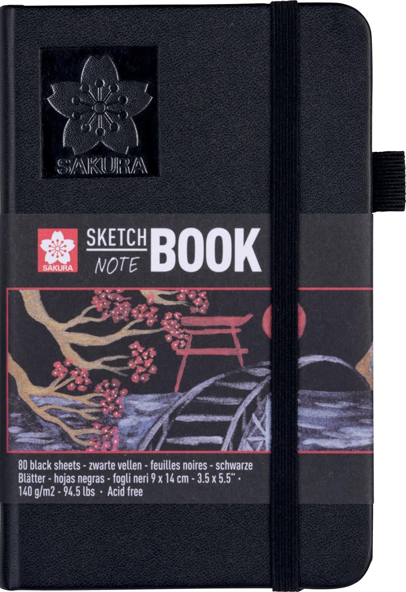 Sakura -  schetsboek, 140 g/m², ft 9 x 14 cm, zwart, 80 vel