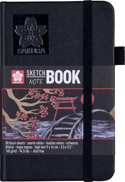 Sakura -  schetsboek, 140 g/m², ft 9 x 14 cm, zwart, 80 vel
