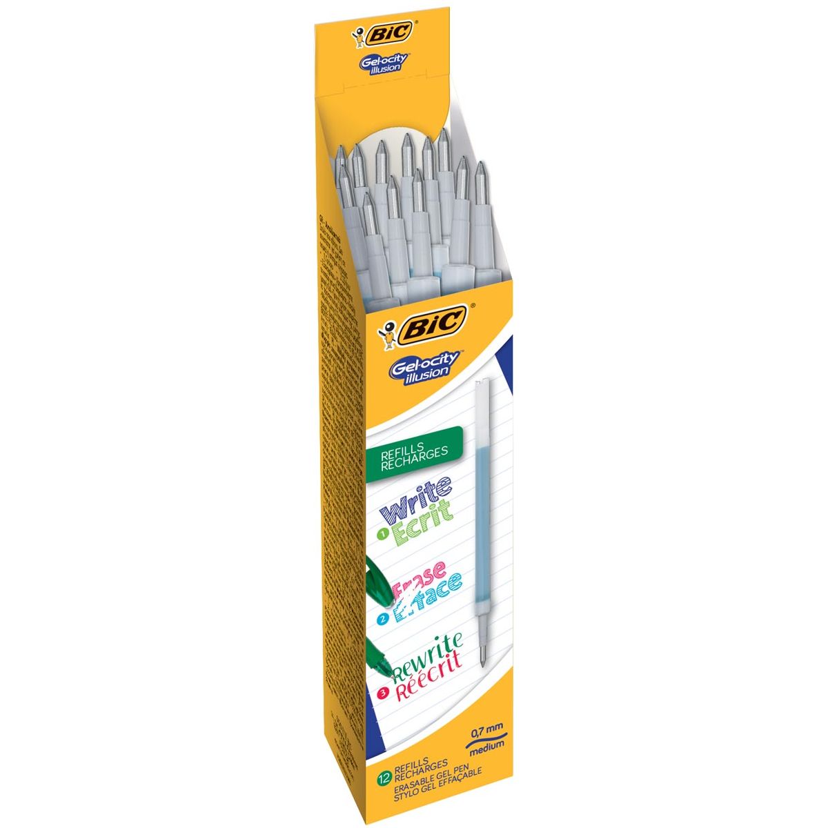 BIC - Remplissage pour l'illusion de gélicité du gelroller, boîte avec 12 pièces, vert