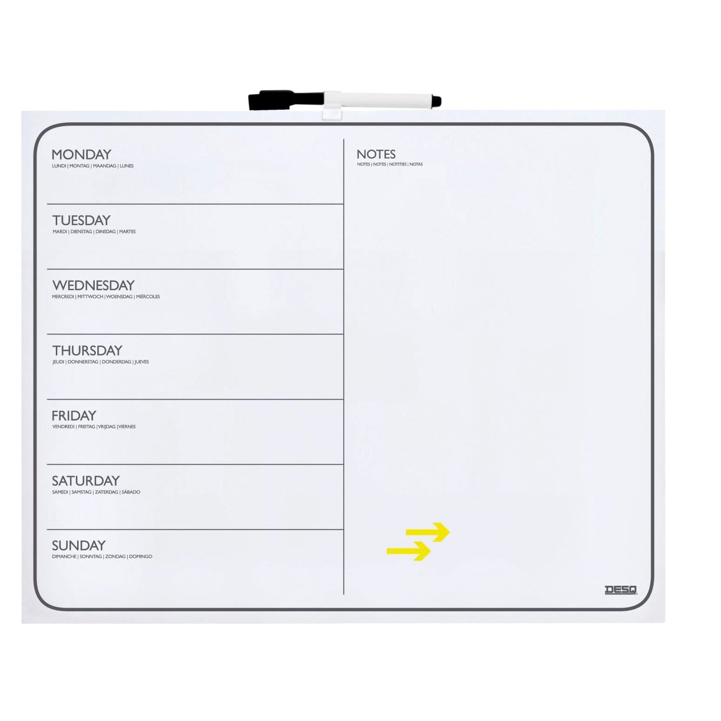 Desq - Planning board week 40x50cm borderless + marker magnetic