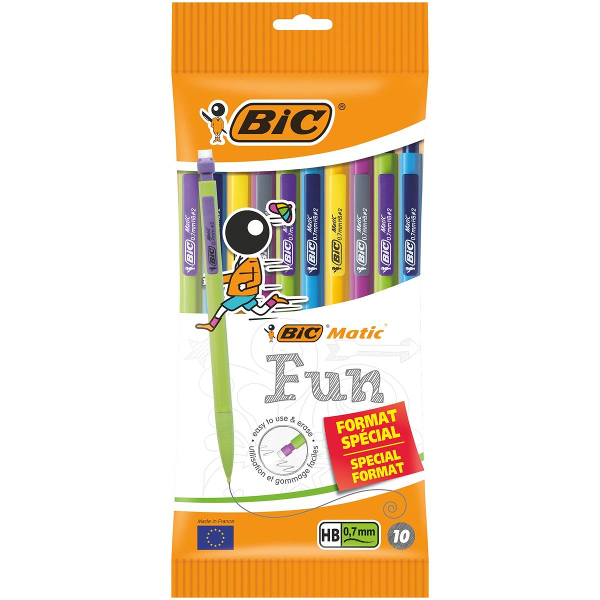 Bic - Portaminas Matic Fun 0,7 mm, bolsa colgante de 10 piezas