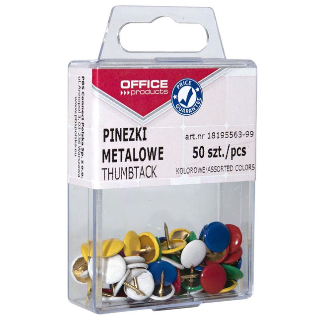 OFFICE products -   punaises, geassorteerde kleuren, plastic ophangdoosje van 50 stuks